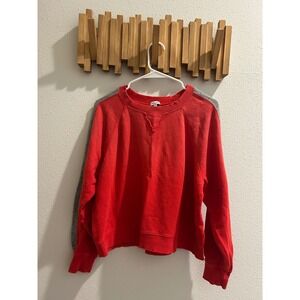 Splendid Red Gray Raglan Sleeve Sweatshirt Pullover Casual Women's Small